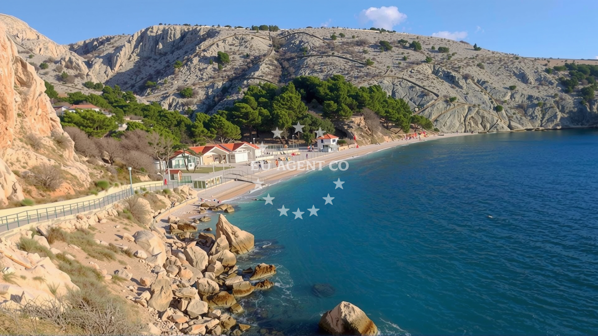 Beach facilities and surroundings at Plaza Bunculuka in Kricin 10, Baška