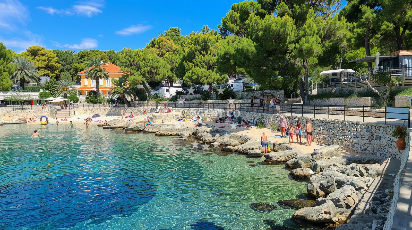 Shoreline and swimming area at Plaza Camping Cikat in Cikat 9, Mali Lošinj