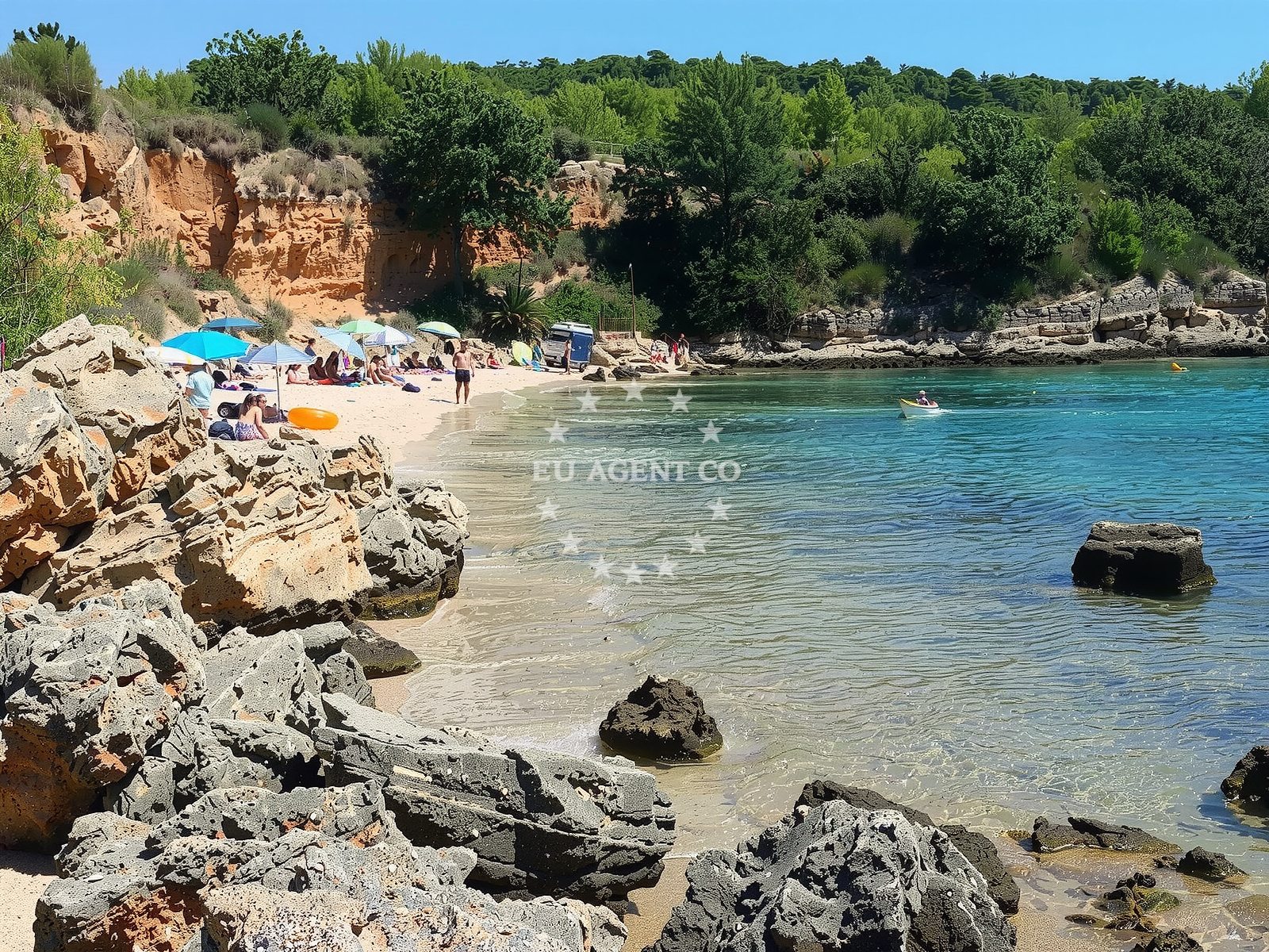 Sea and coastal view of Plaza Coprnica in 574 Barbat, Rab