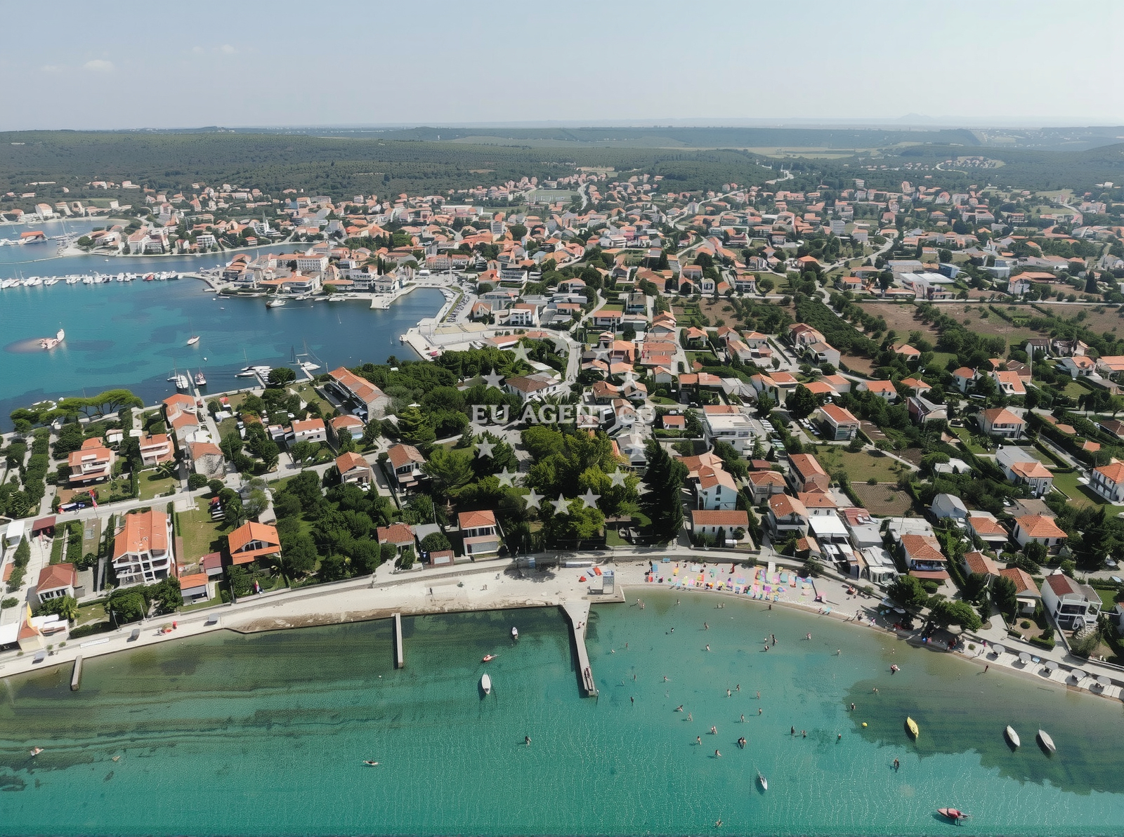 Sea and coastal view of Plaza Djeci raj in Dječji raj 11, Sukošan