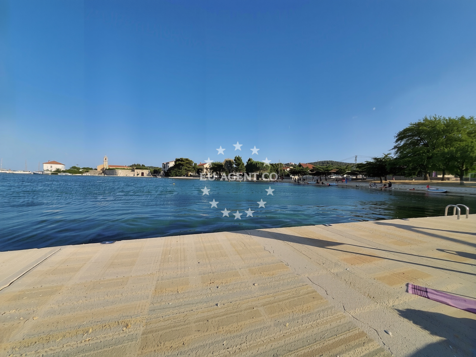 Sea and coastal view of Plaza Duzica in , Tkon
