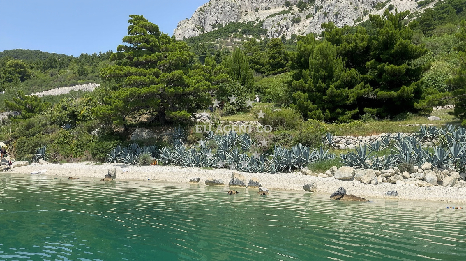 Sea and coastal view of Plaza Frara in , Podgora