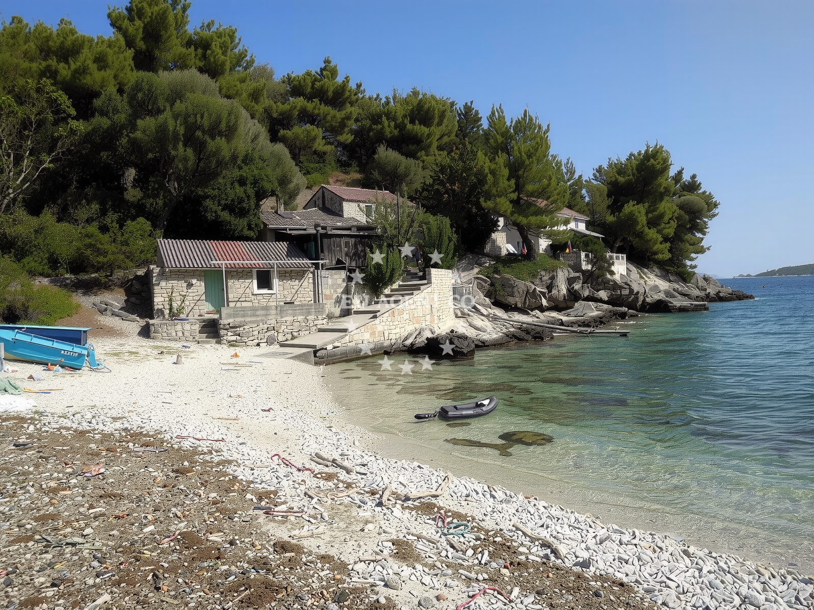 Beach facilities and surroundings at Plaza Gradacica in Potirna 34, Vela Luka