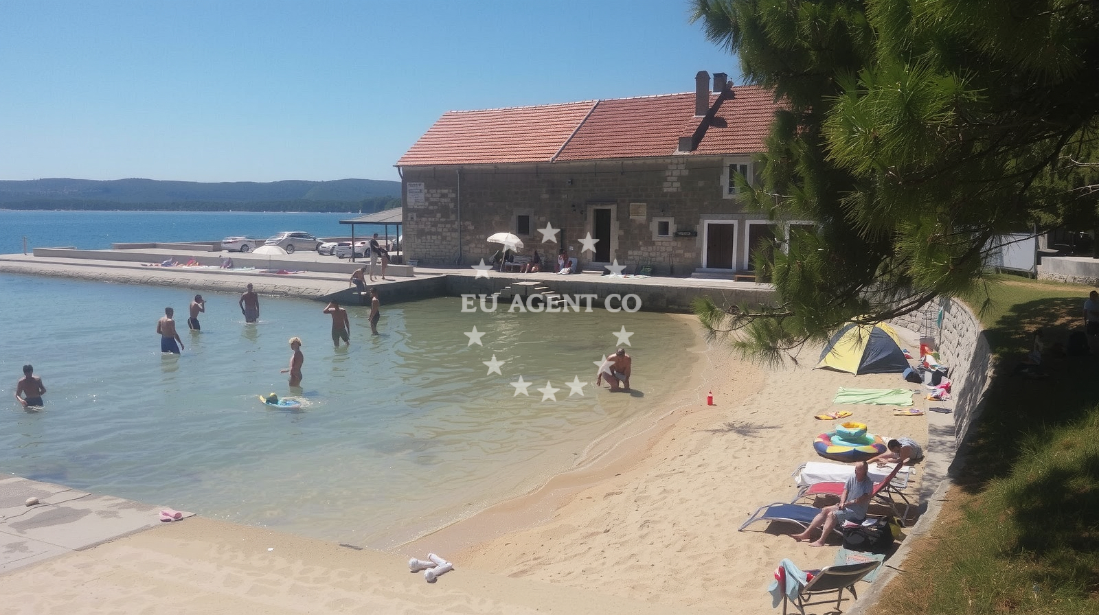 Sea and coastal view of Plaza Iza Banja in Put primorja 27, Sveti Filip i Jakov