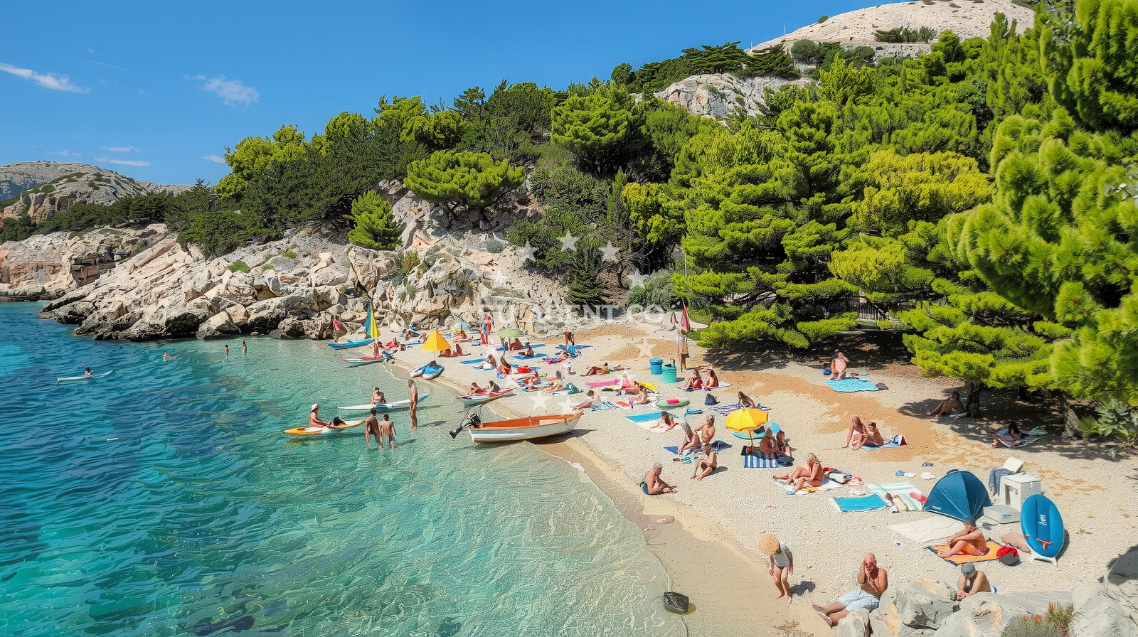 Sea and coastal view of Plaza Jablanova in Kricin 10, Baška