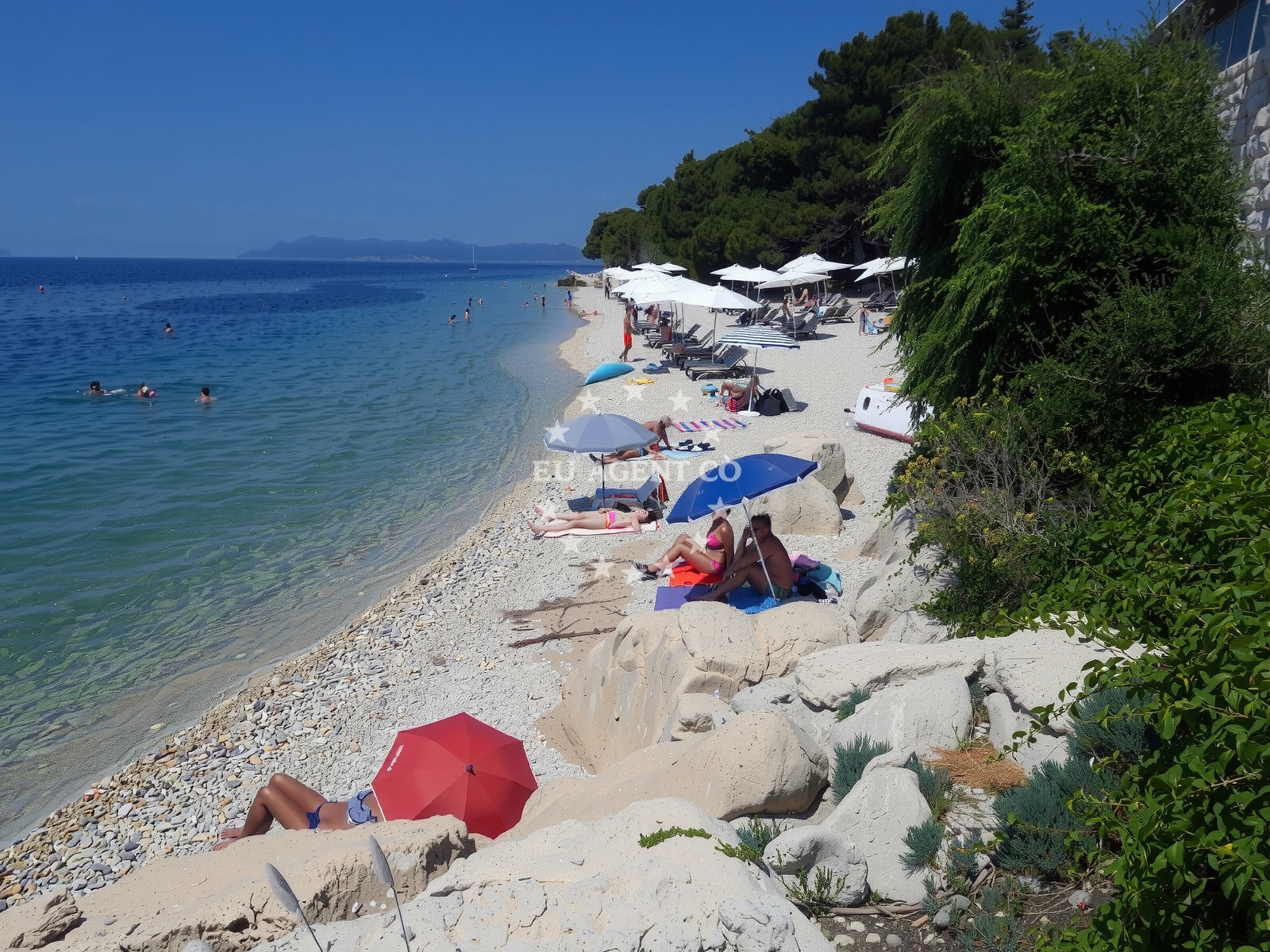 Sea and coastal view of Plaza Jadran