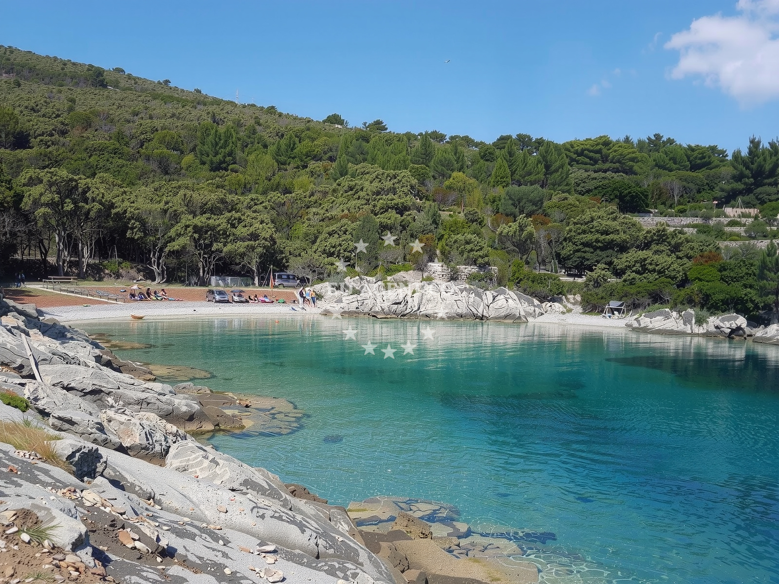 Shoreline and swimming area at Plaza Jamna in Obrada Hrgovića 36, Veli Lošinj