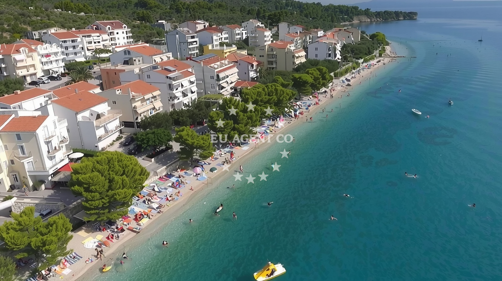 Sea and coastal view of Plaza Kamena in Kamena 68, Tučepi