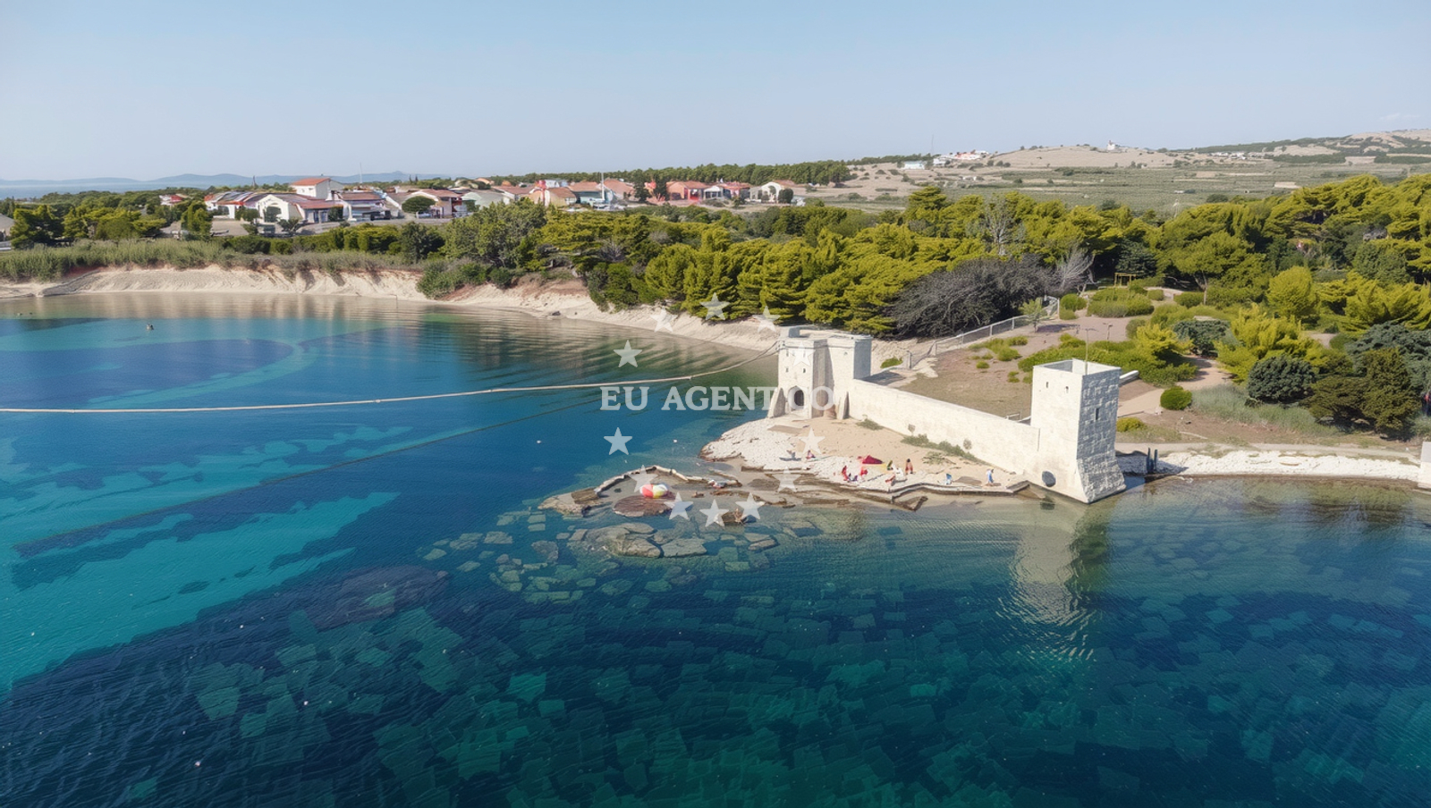 Shoreline and swimming area at Plaza Kastelina in Site XXIV 26, Vir