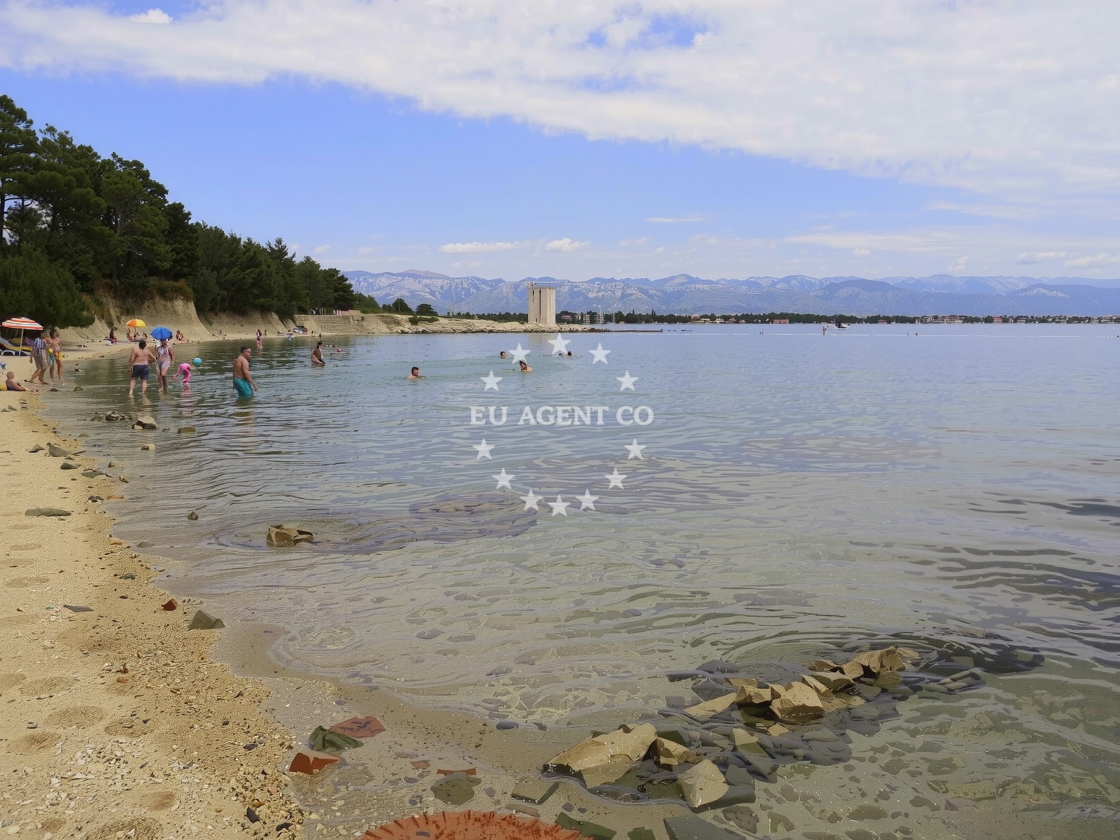 Sea and coastal view of Plaza Kastelina in Site XXIV 26, Vir