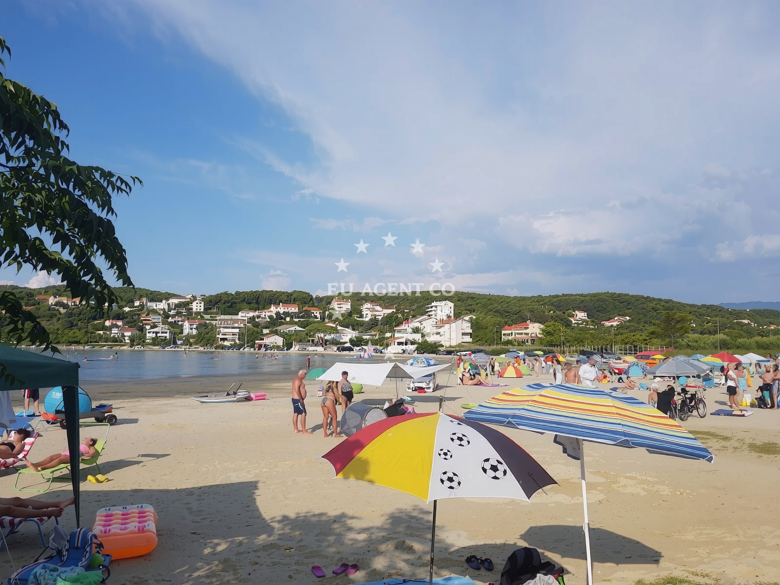 Sea and coastal view of Plaza Mel in , Rab