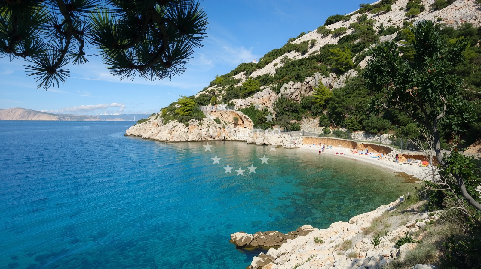 Beach facilities and surroundings at Plaza Mocunig in Donja Klada 1P, Donja Klada