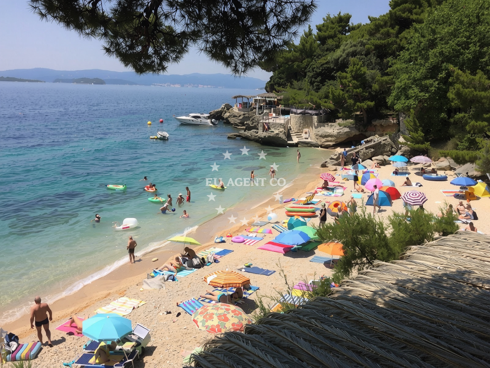 Shoreline and swimming area at Plaza Mokalo in , Orebić