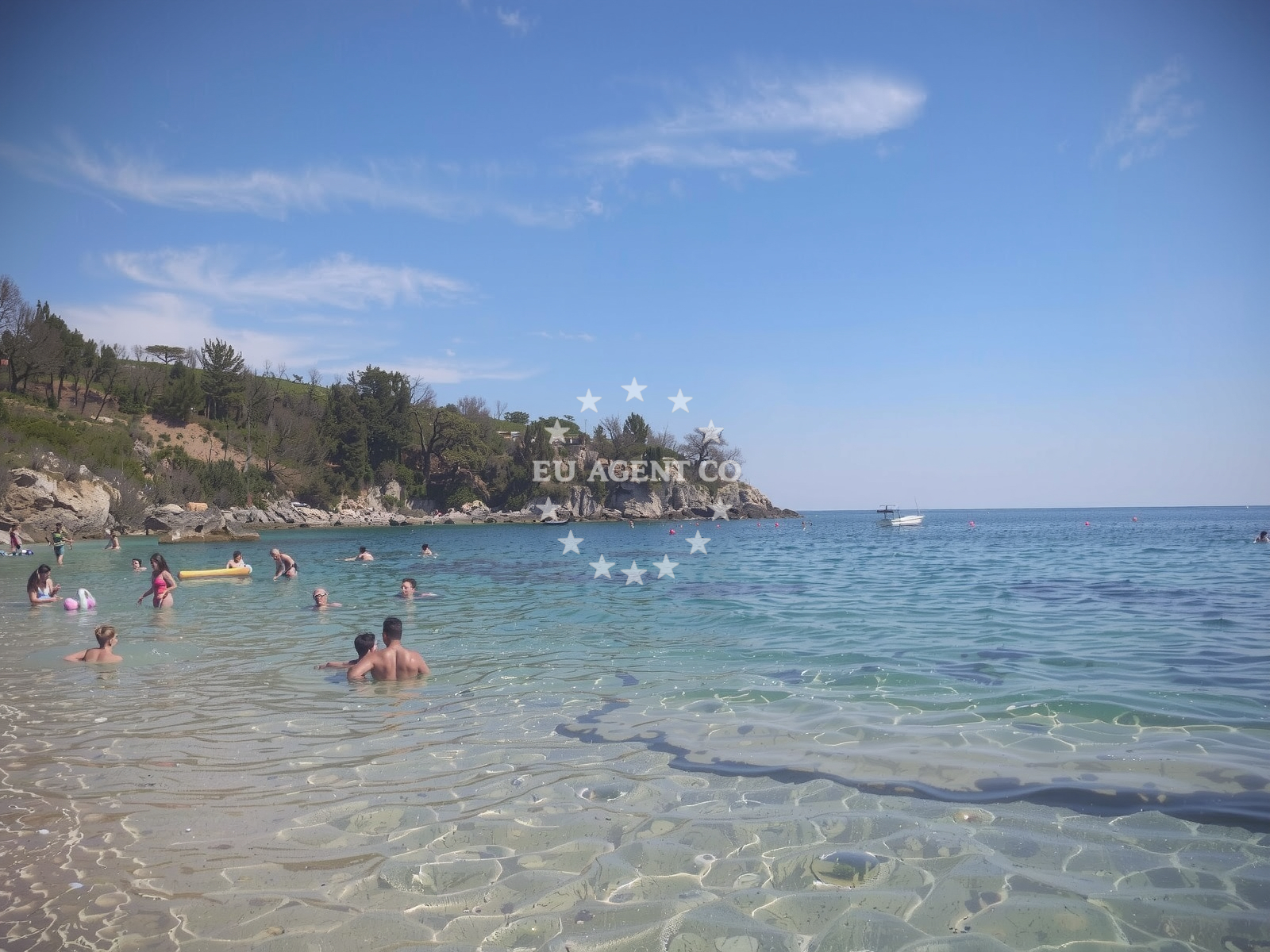 Sea and coastal view of Plaza Mokalo in , Orebić