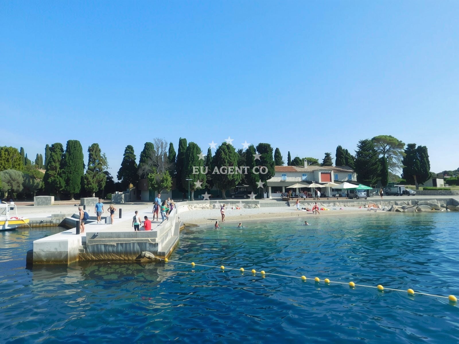 Sea and coastal view of Plaza Otok Sveti Jerolim in 3 Trsine ulica, Pula