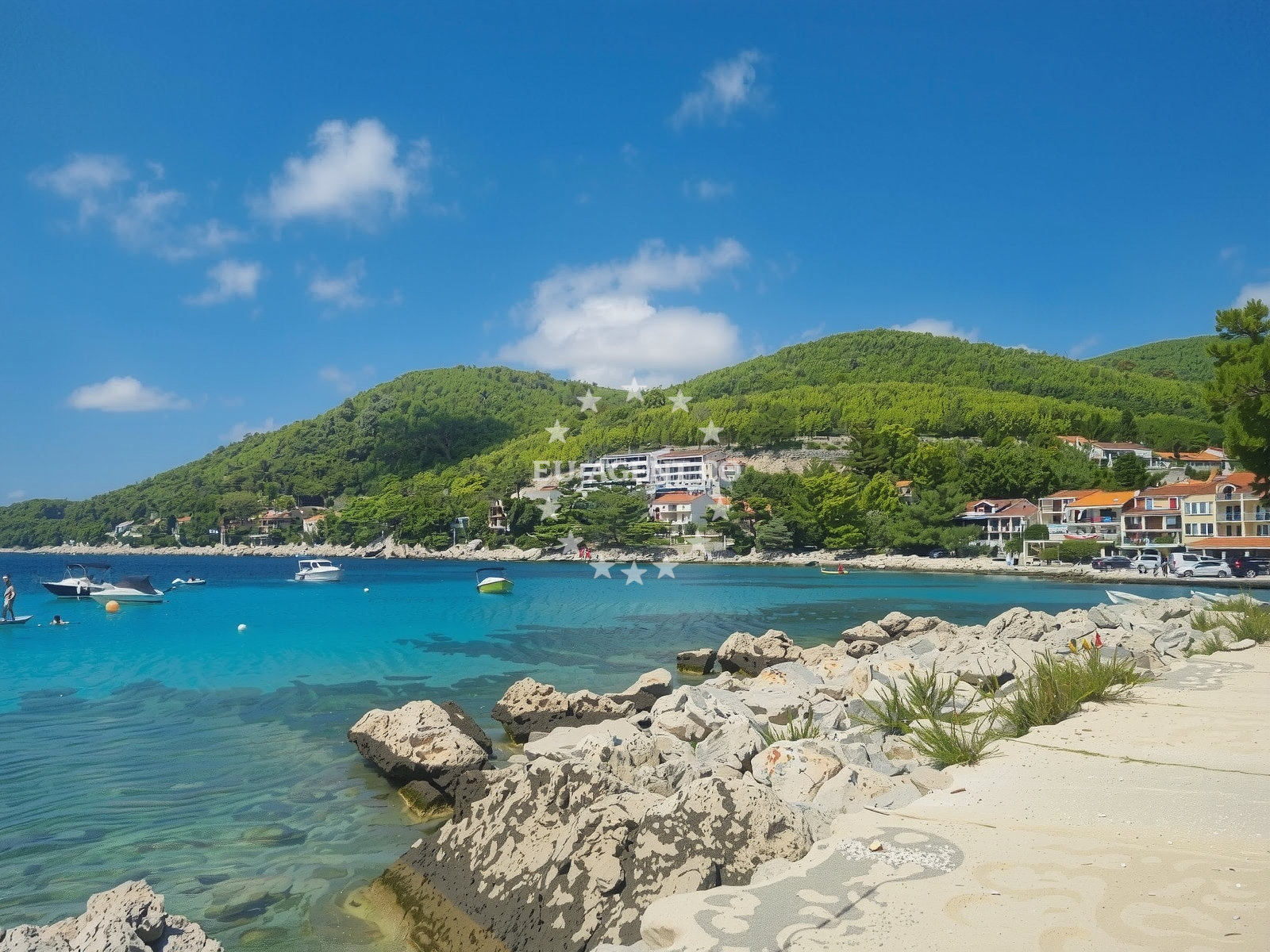 Sea and coastal view of Plaza Porat in Prižba 16, Blato