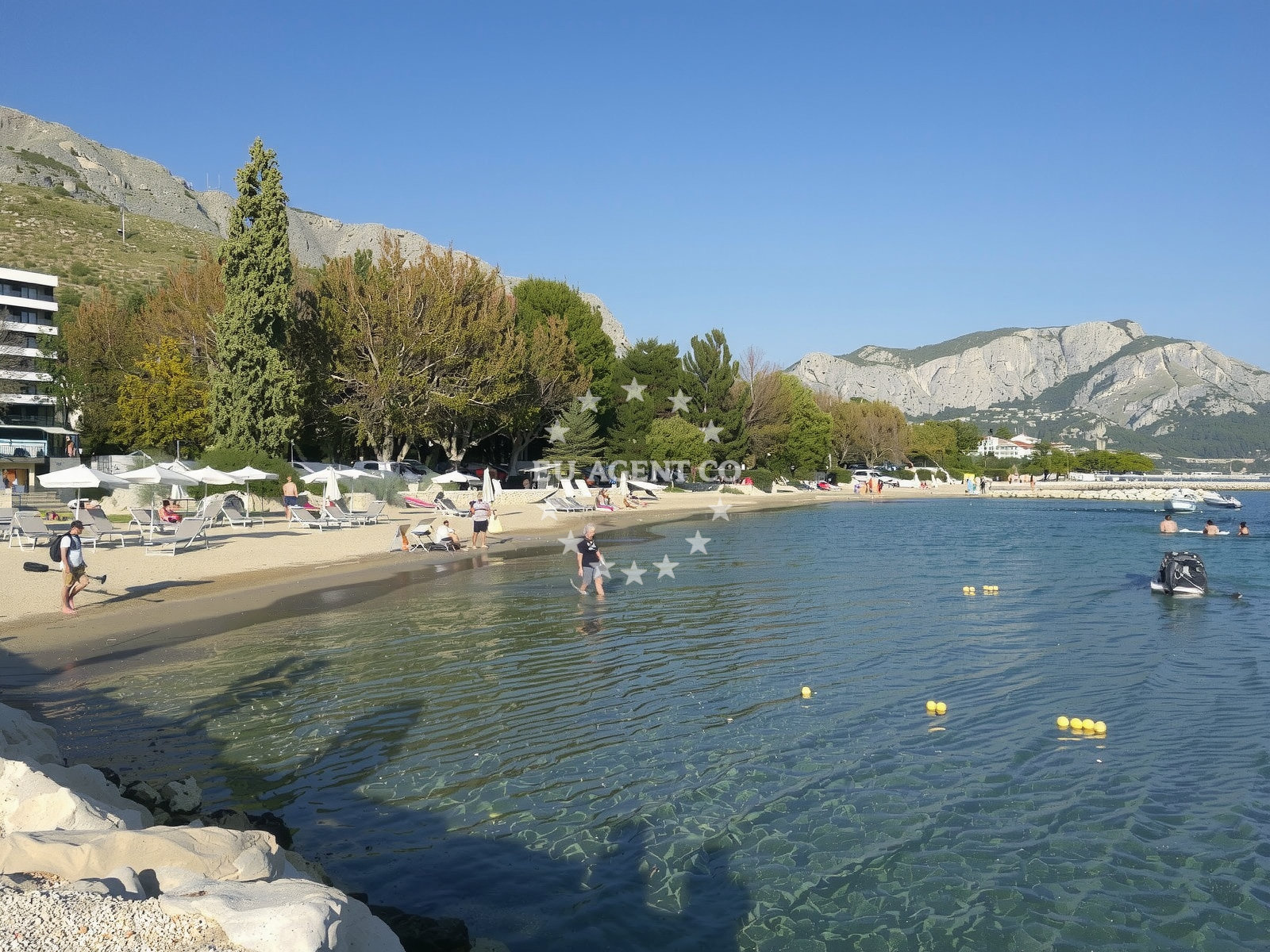 Sea and coastal view of Plaza Rogac in , Duće