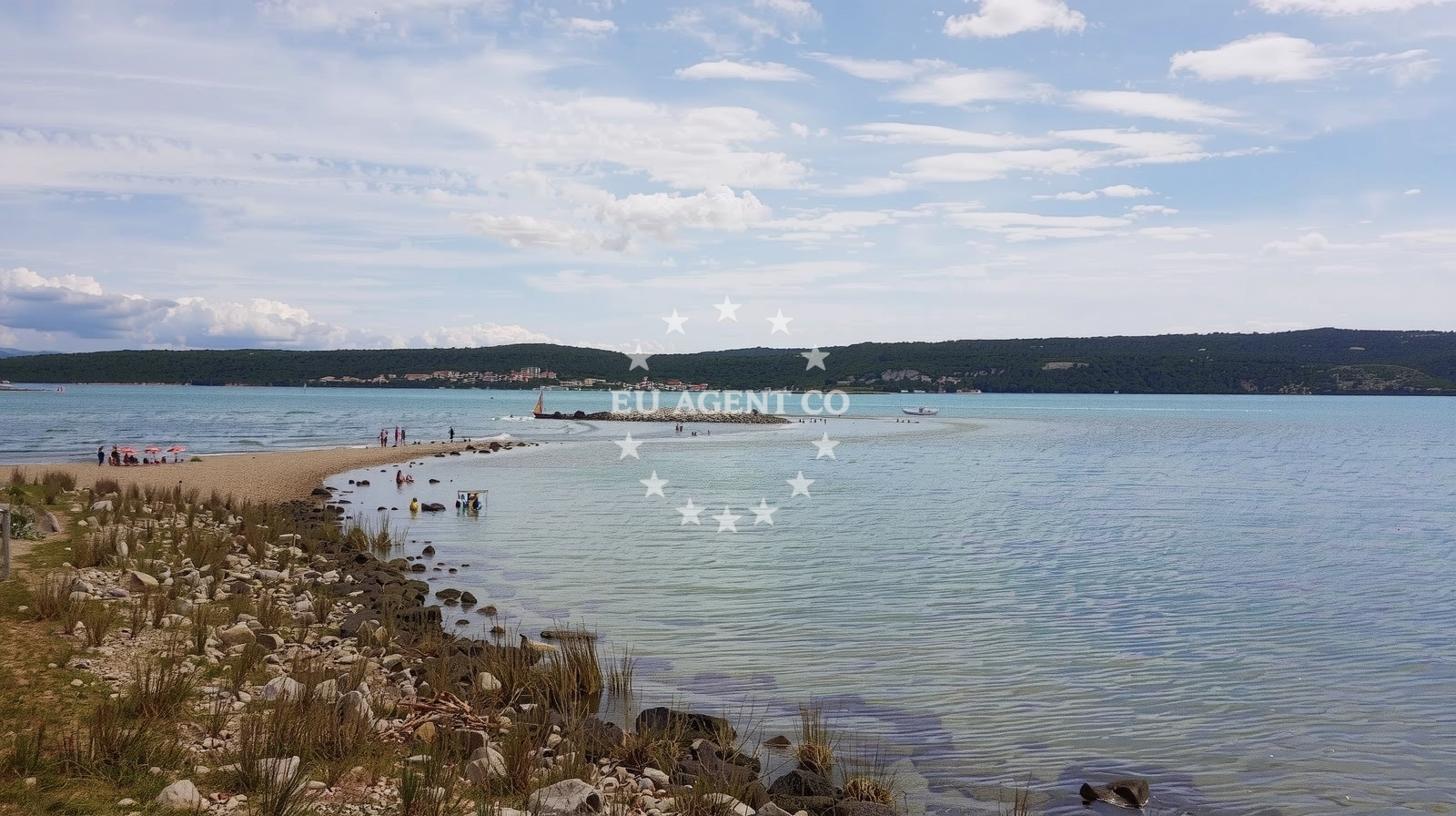 Shoreline and swimming area at Plaza Rudine in , Malinska