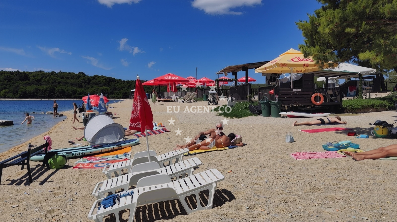 Beach facilities and surroundings at Plaza Rujnica in , Mali Lošinj