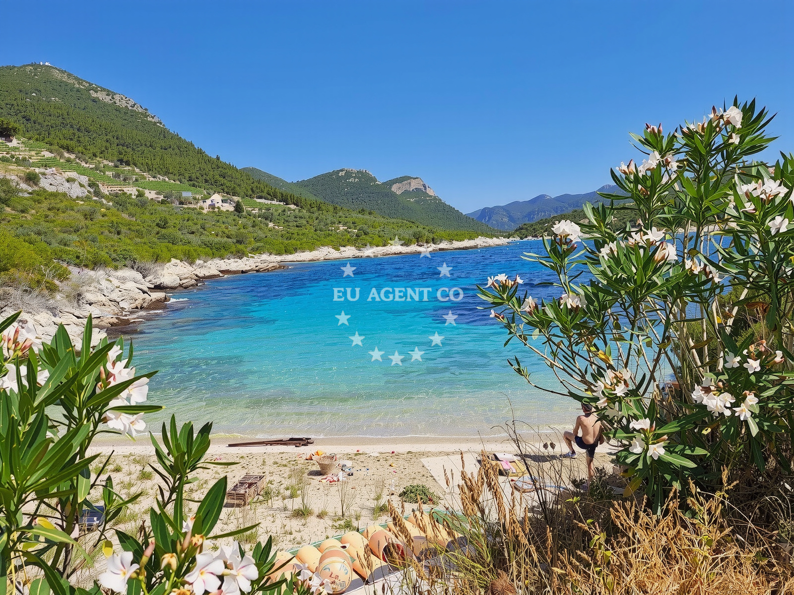 Shoreline and swimming area at Plaza Skamp in Kraj 4 Peljesac, Trstenik