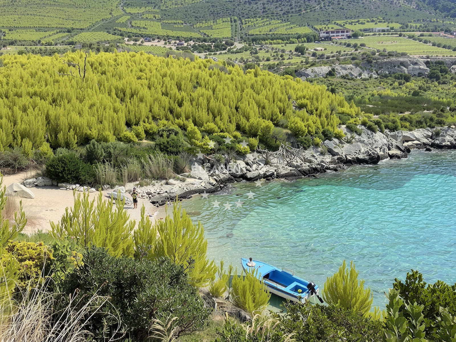 Beach facilities and surroundings at Plaza Skamp in Kraj 4 Peljesac, Trstenik