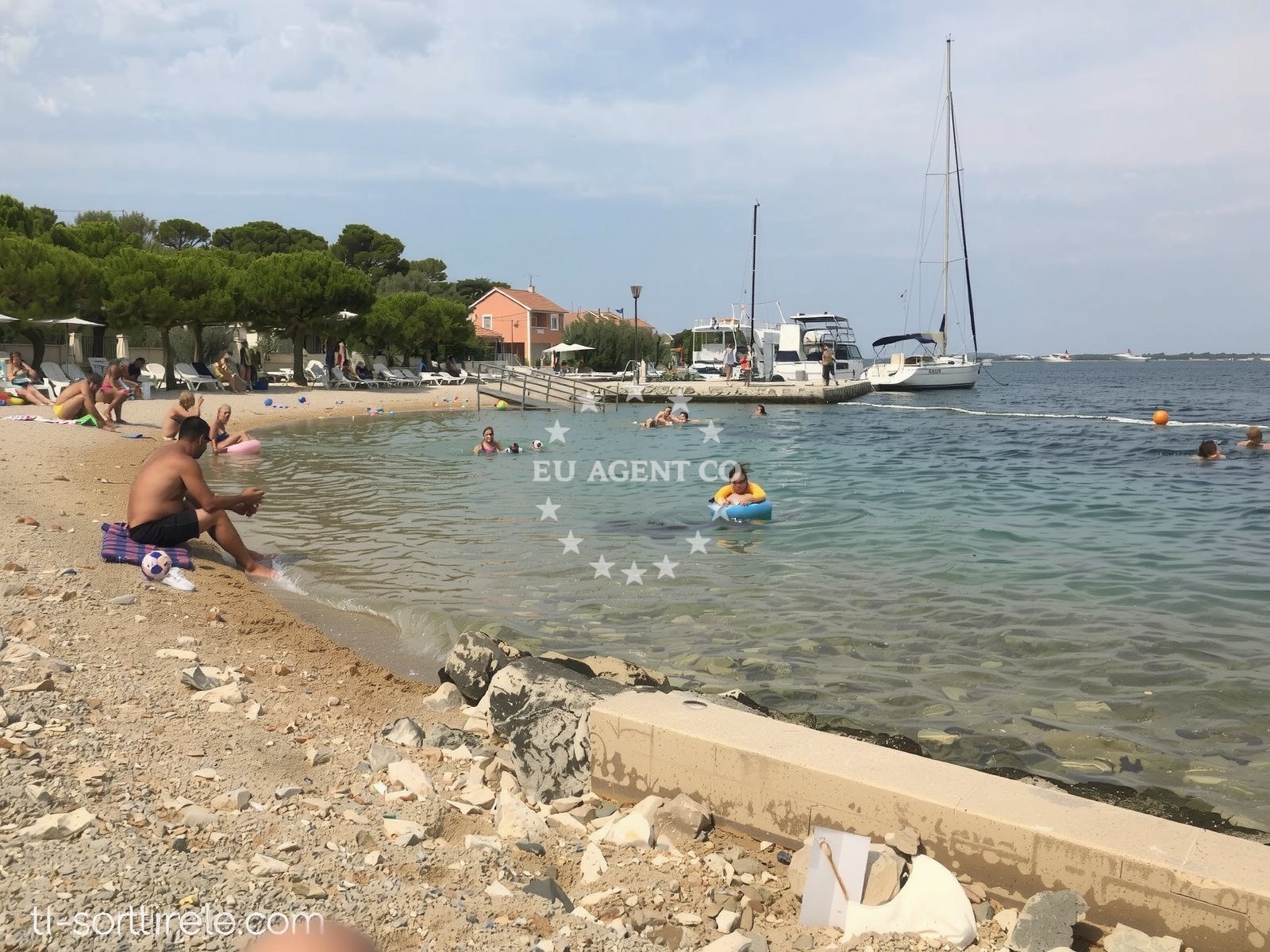 Shoreline and swimming area at Plaza Spongiola in , Šibenik