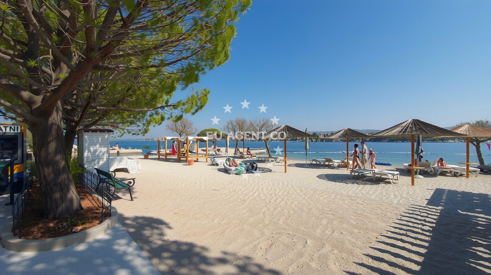 Sea and coastal view of Plaza Spongiola in , Šibenik