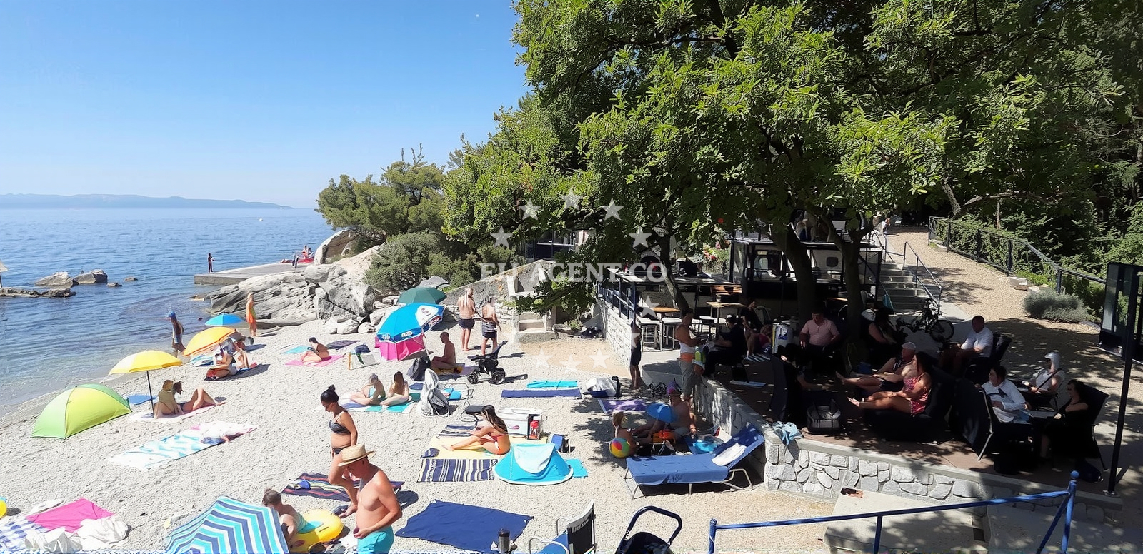 Shoreline and swimming area at Plaza Spuzvina in Doricici, Kostrena