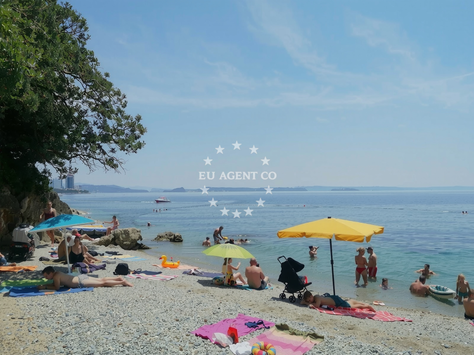 Sea and coastal view of Plaza Spuzvina in Doricici, Kostrena