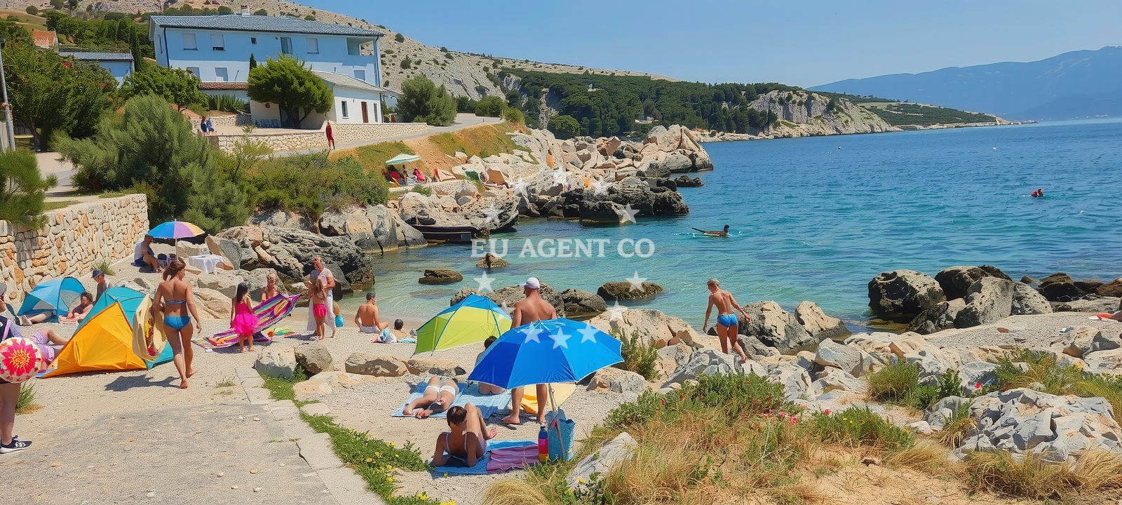 Sea and coastal view of Plaza Sveti Ivan in Kricin 10, Baška