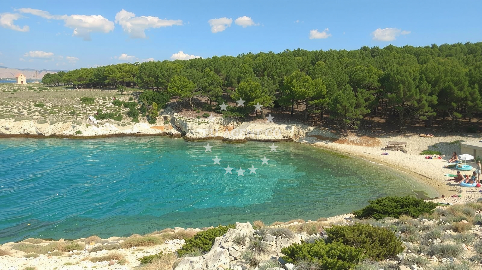 Shoreline and swimming area at Plaza Sveti Nikola in Lopar 30 A, Lopar