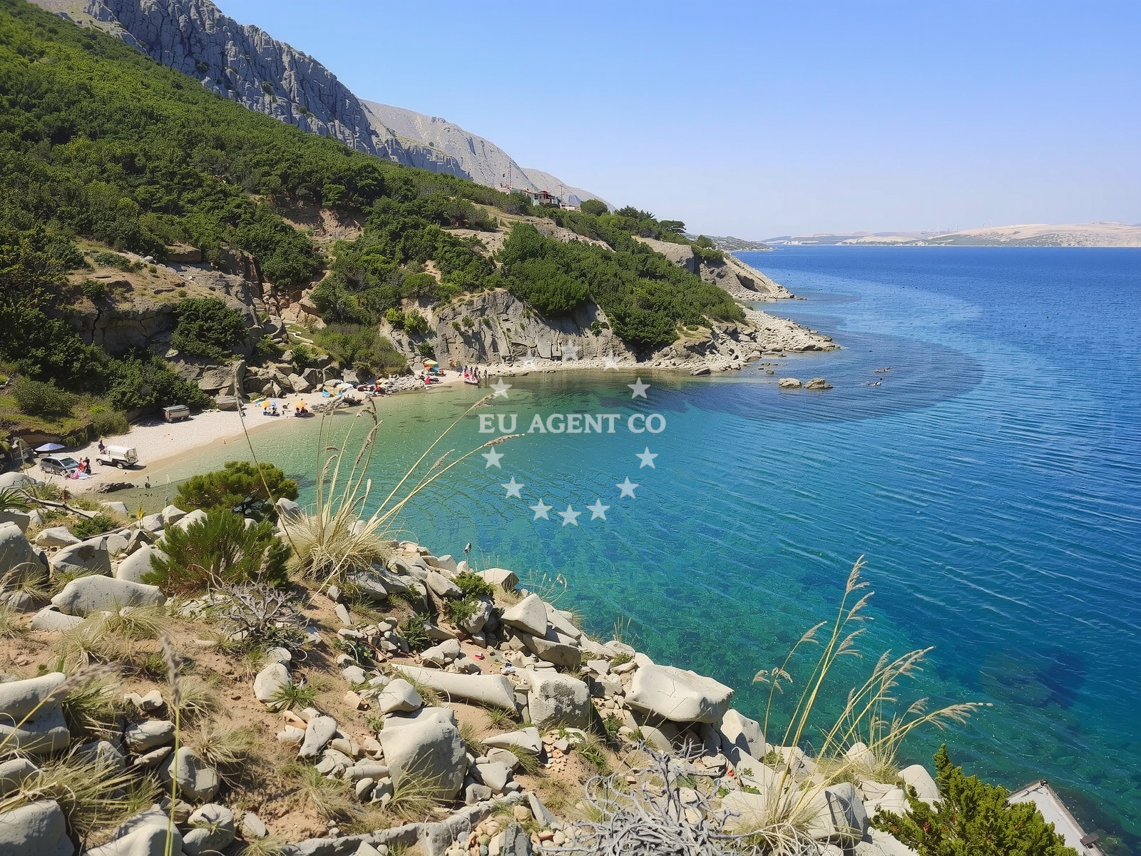 Sea and coastal view of Plaza Tihana in Sveta Marija bb, Pag