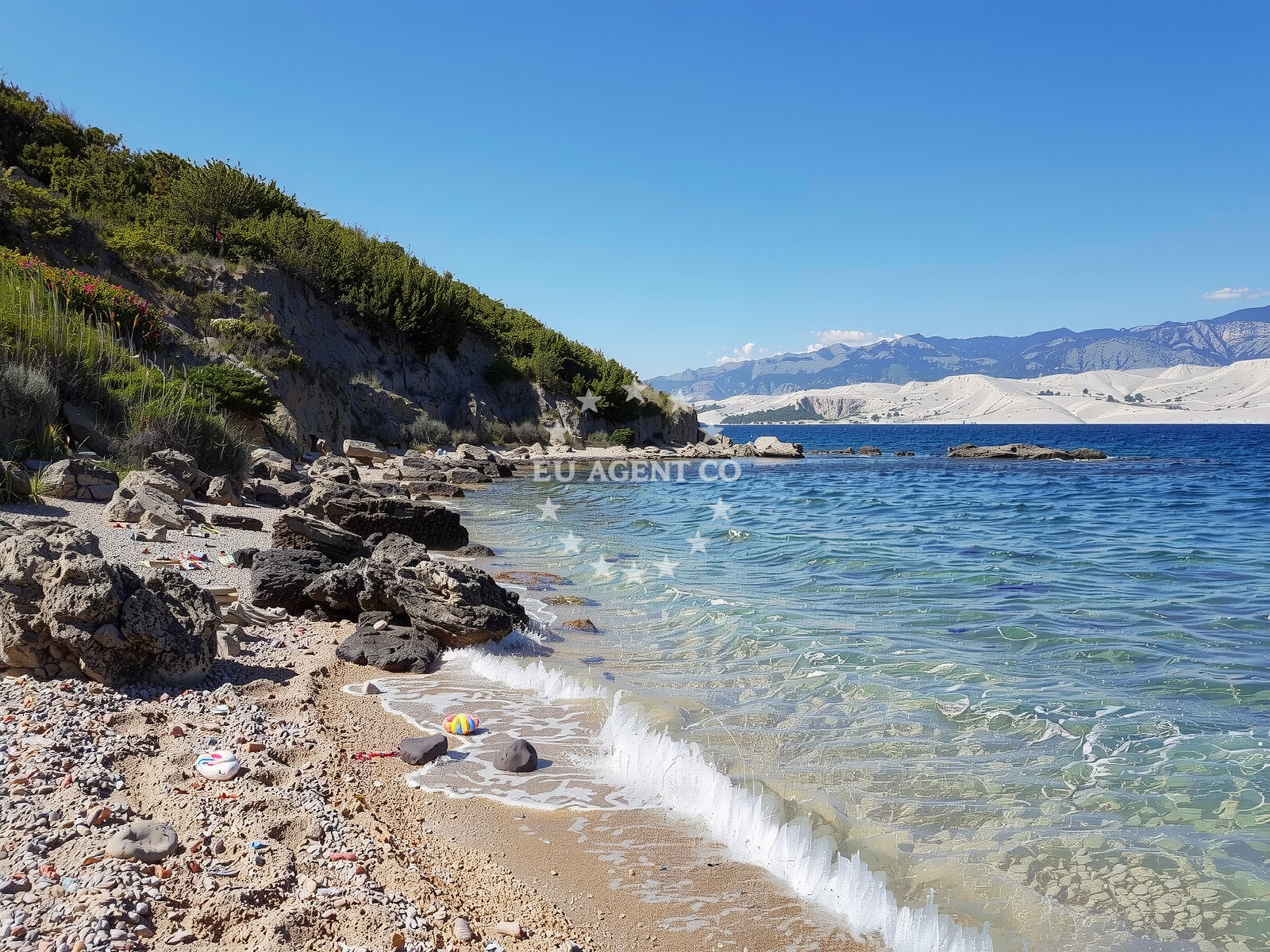 Beach facilities and surroundings at Plaza Tihana in Sveta Marija bb, Pag