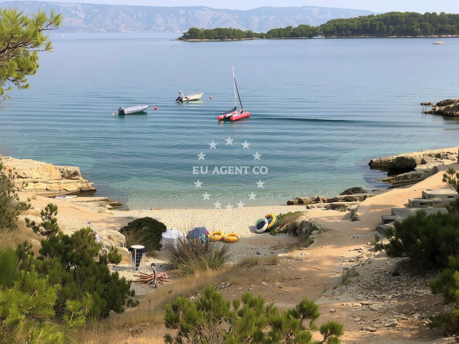 Sea and coastal view of Plaza Tusno in vrboska 48, Vrboska
