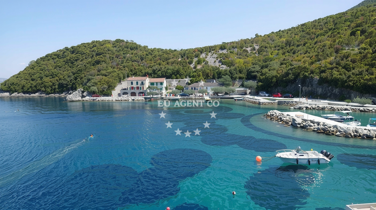 Sea and coastal view of Plaza Velika Prapratna in Luka bb, Trpanj