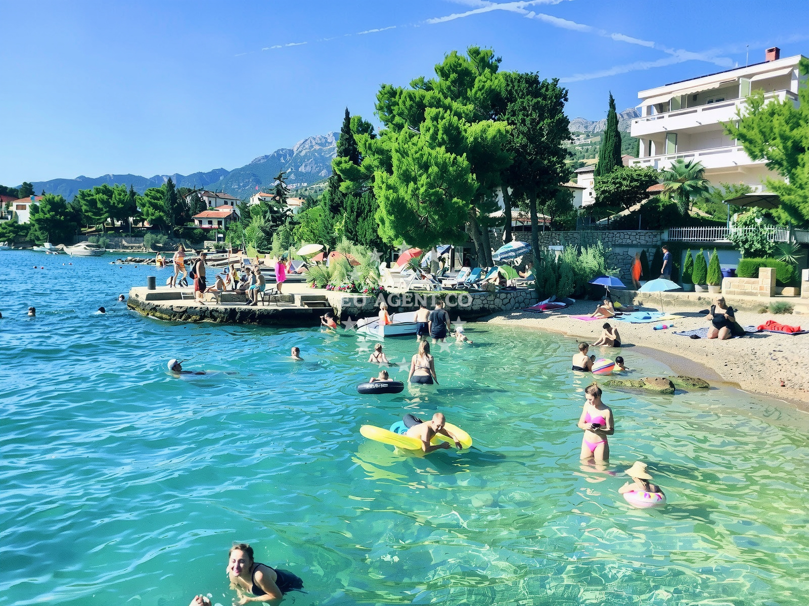 Sea and coastal view of Plaza Vickovo Mulo in , Starigrad