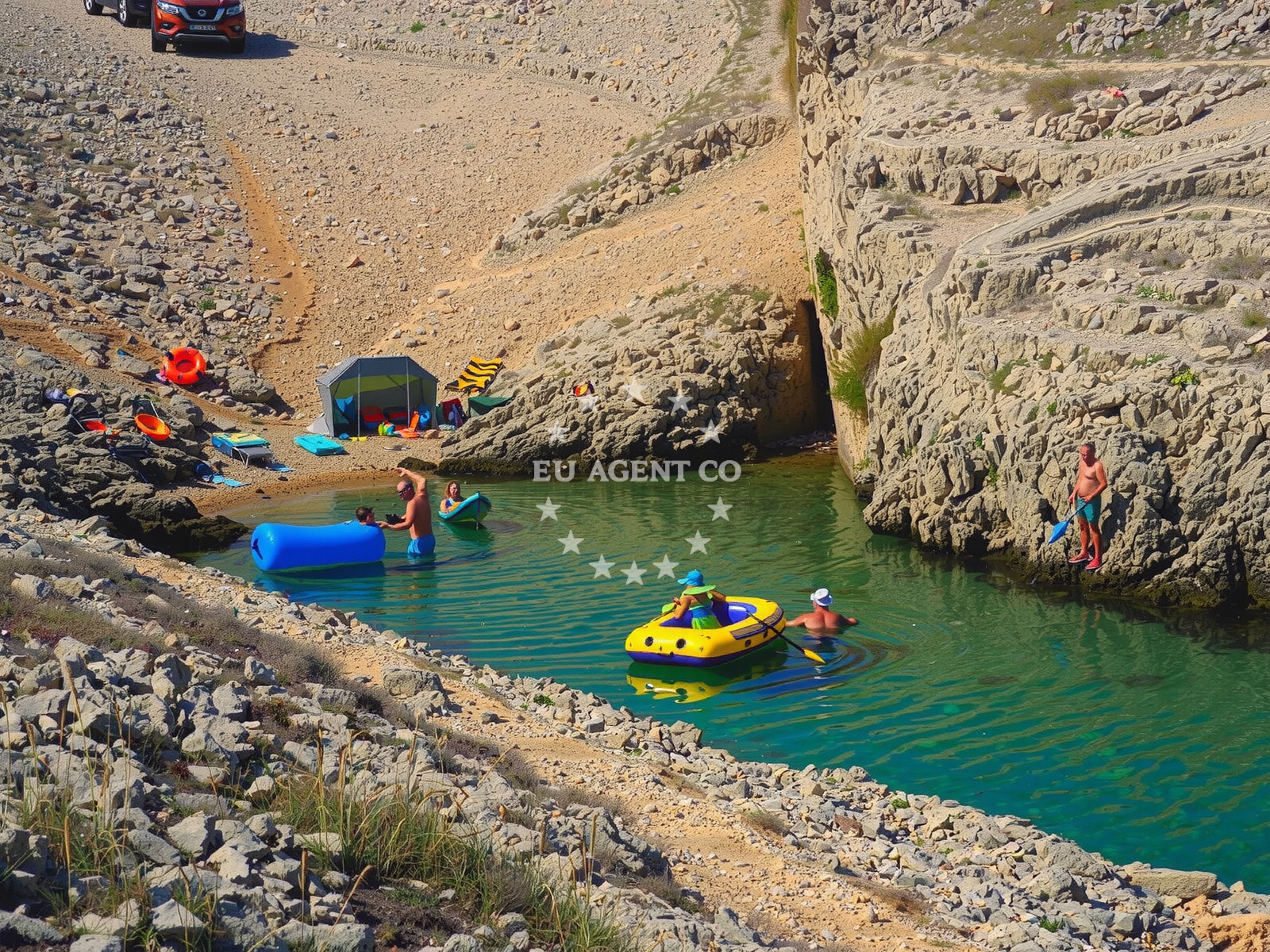 Shoreline and swimming area at Plaza Zywiecka in Put Kuknice 8, Vrsi