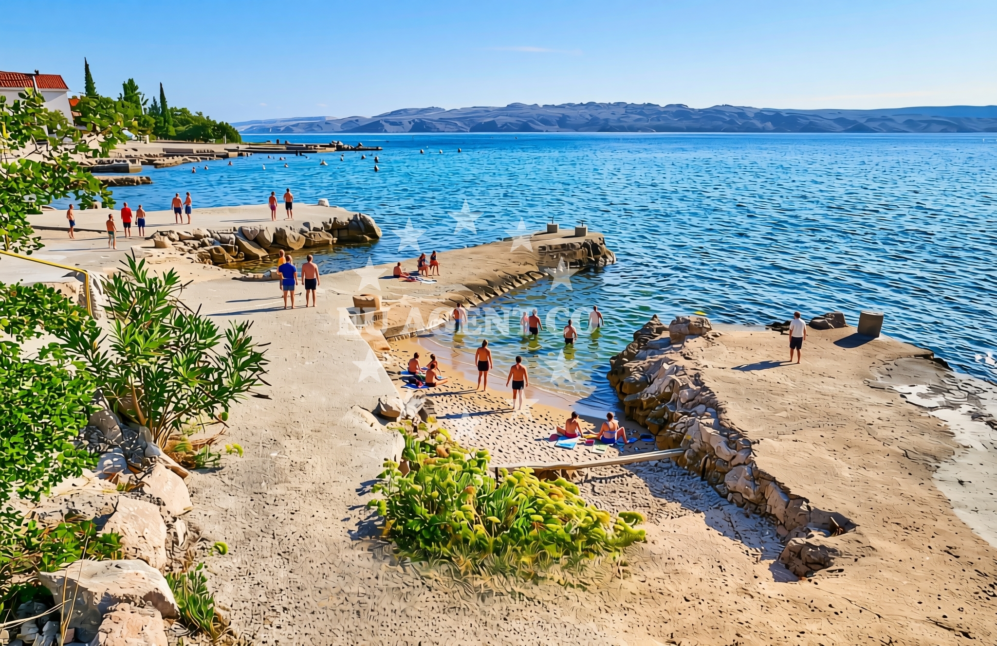 Shoreline and swimming area at Plitka draga, Cesarica Beach in Plitka draga