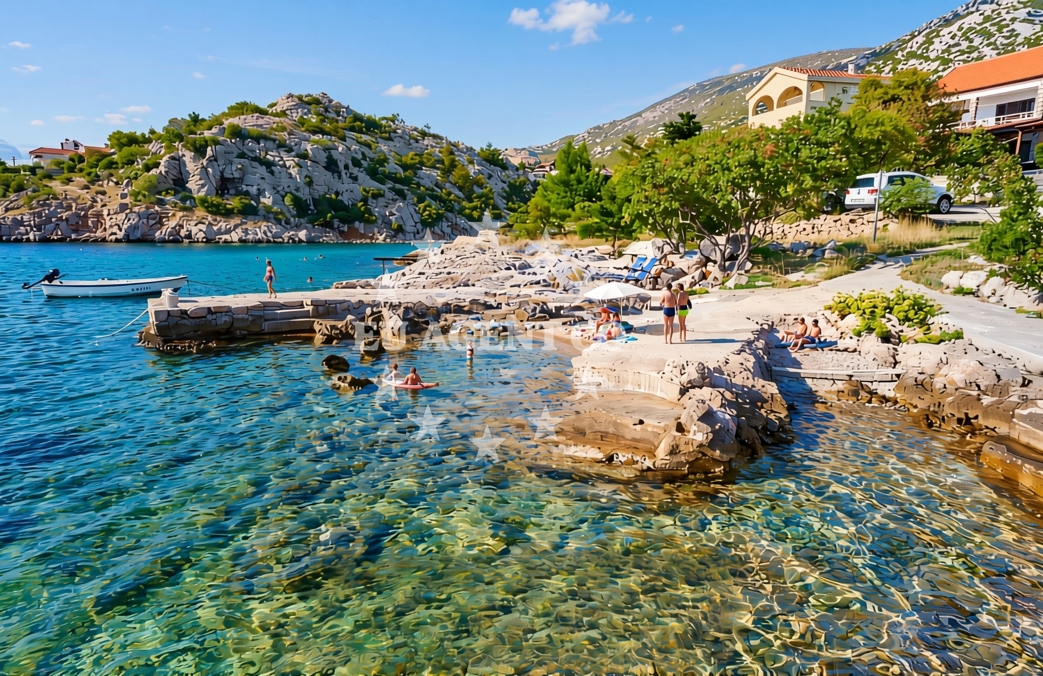 Beach facilities and surroundings at Plitka draga, Cesarica Beach in Plitka draga