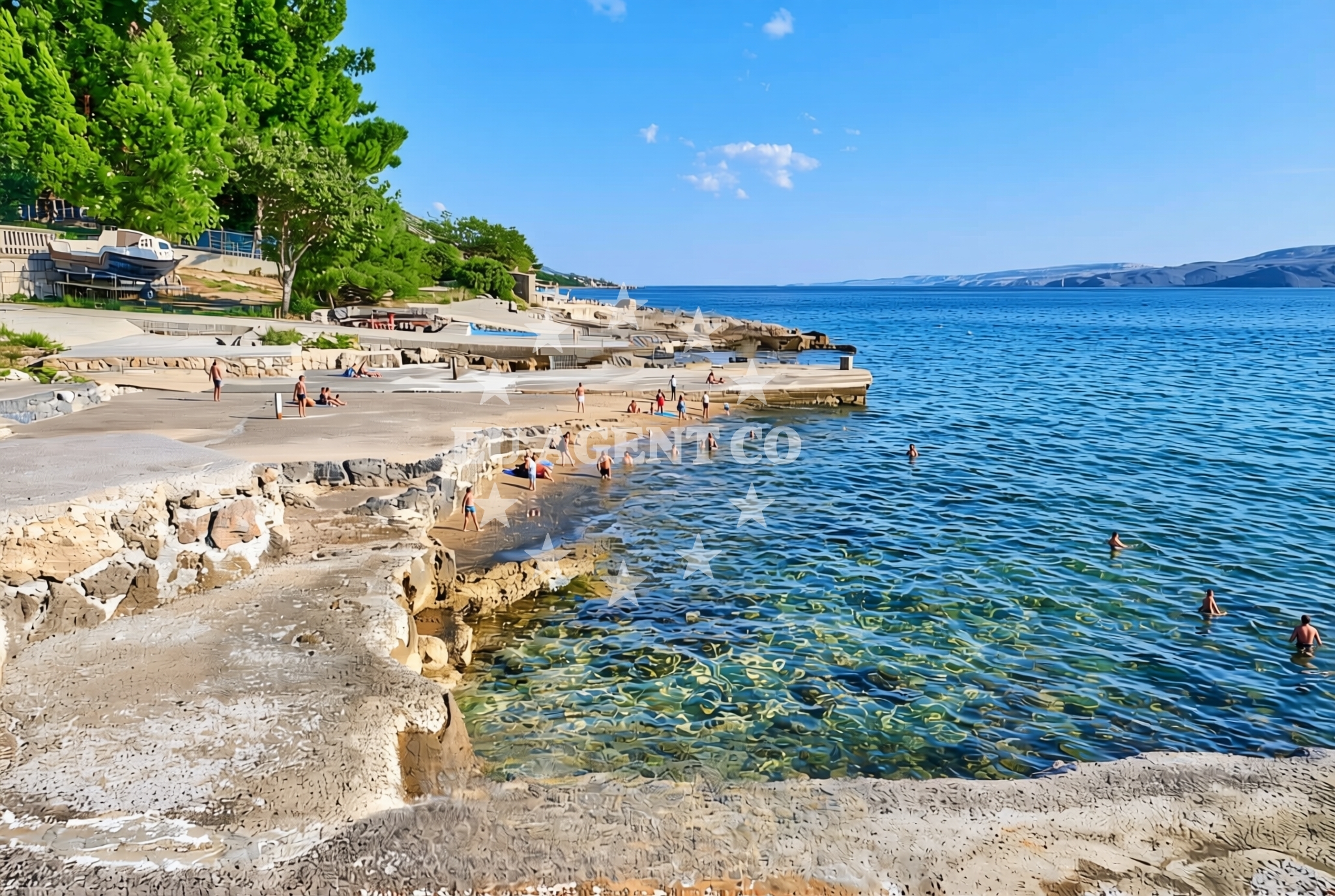 Shoreline and swimming area at Plitka draga donja, Cesarica Beach in Plitka draga donja