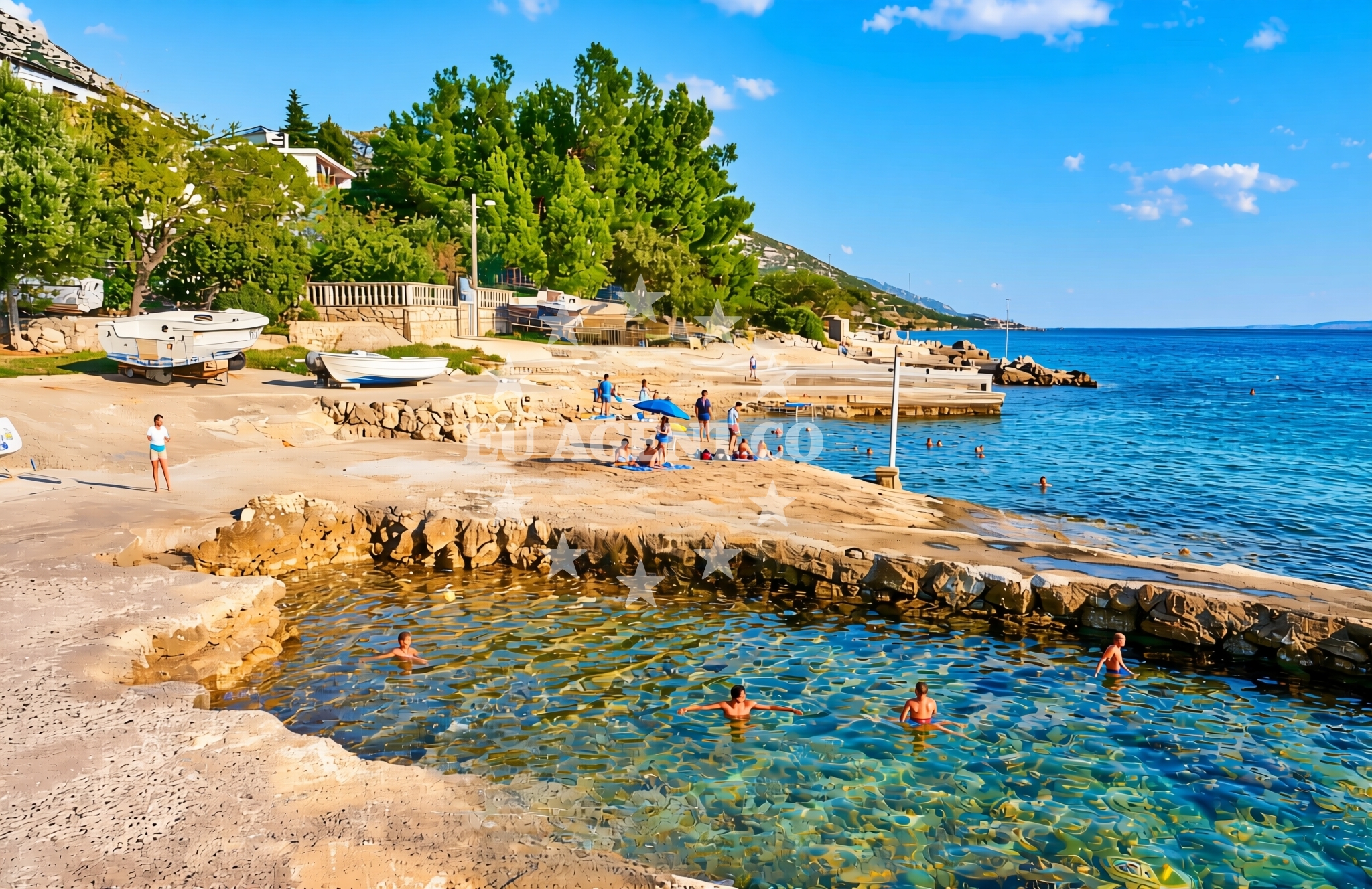Beach facilities and surroundings at Plitka draga donja, Cesarica Beach in Plitka draga donja