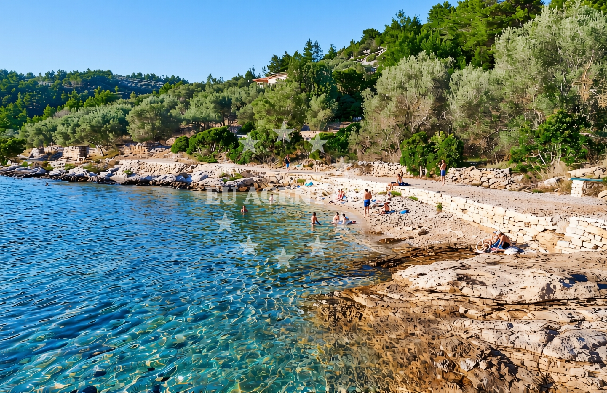 Beach facilities and surroundings at Plitvine (dog beach), Vela Luka (Korčula) Beach in Plitvine (plaža za pse)
