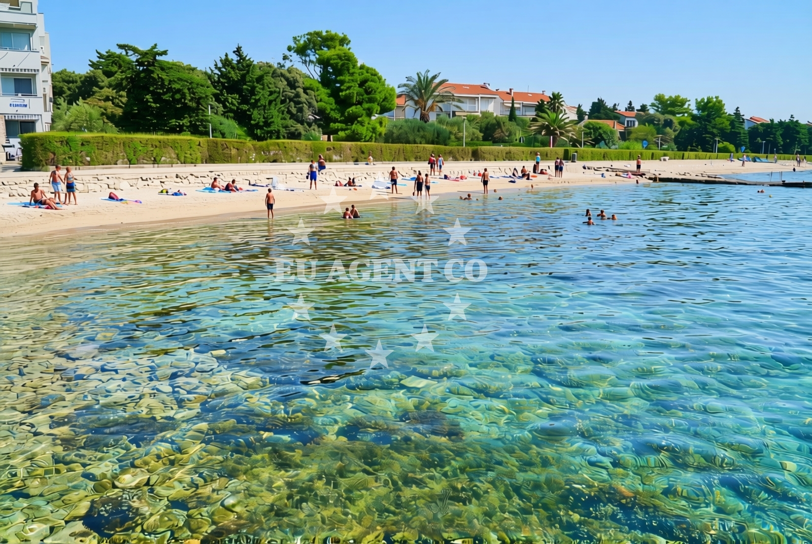 Shoreline and swimming area at Ploče, Novalja (Pag) Beach in Ploče