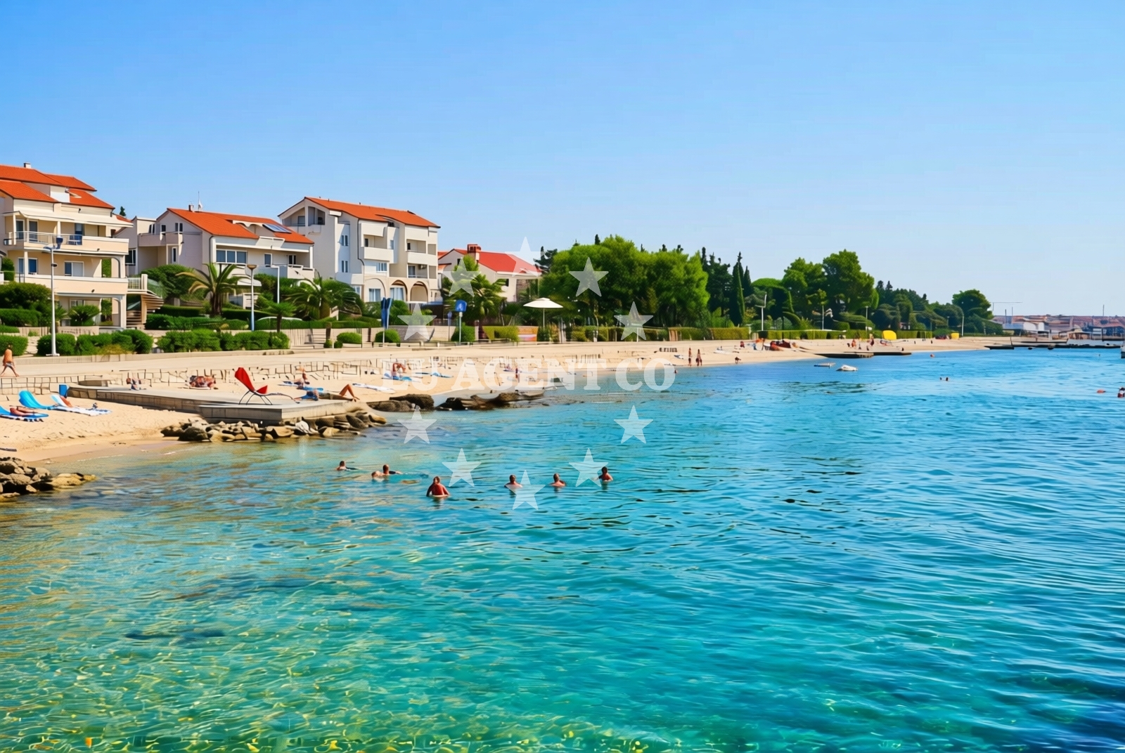 Sea and coastal view of Ploče, Novalja (Pag) Beach in Ploče