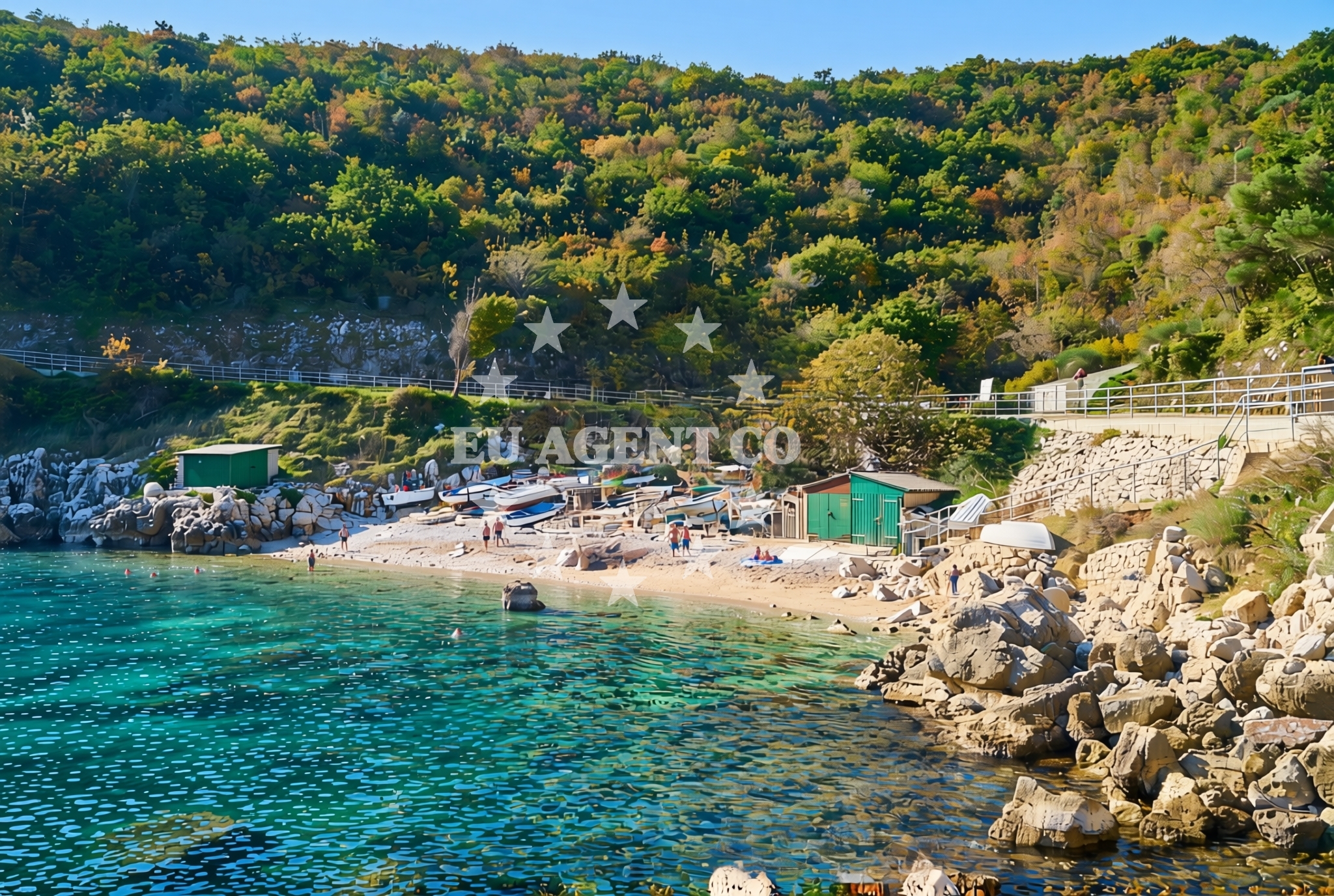 Overview of Plomin: beaches and coves in Plomin