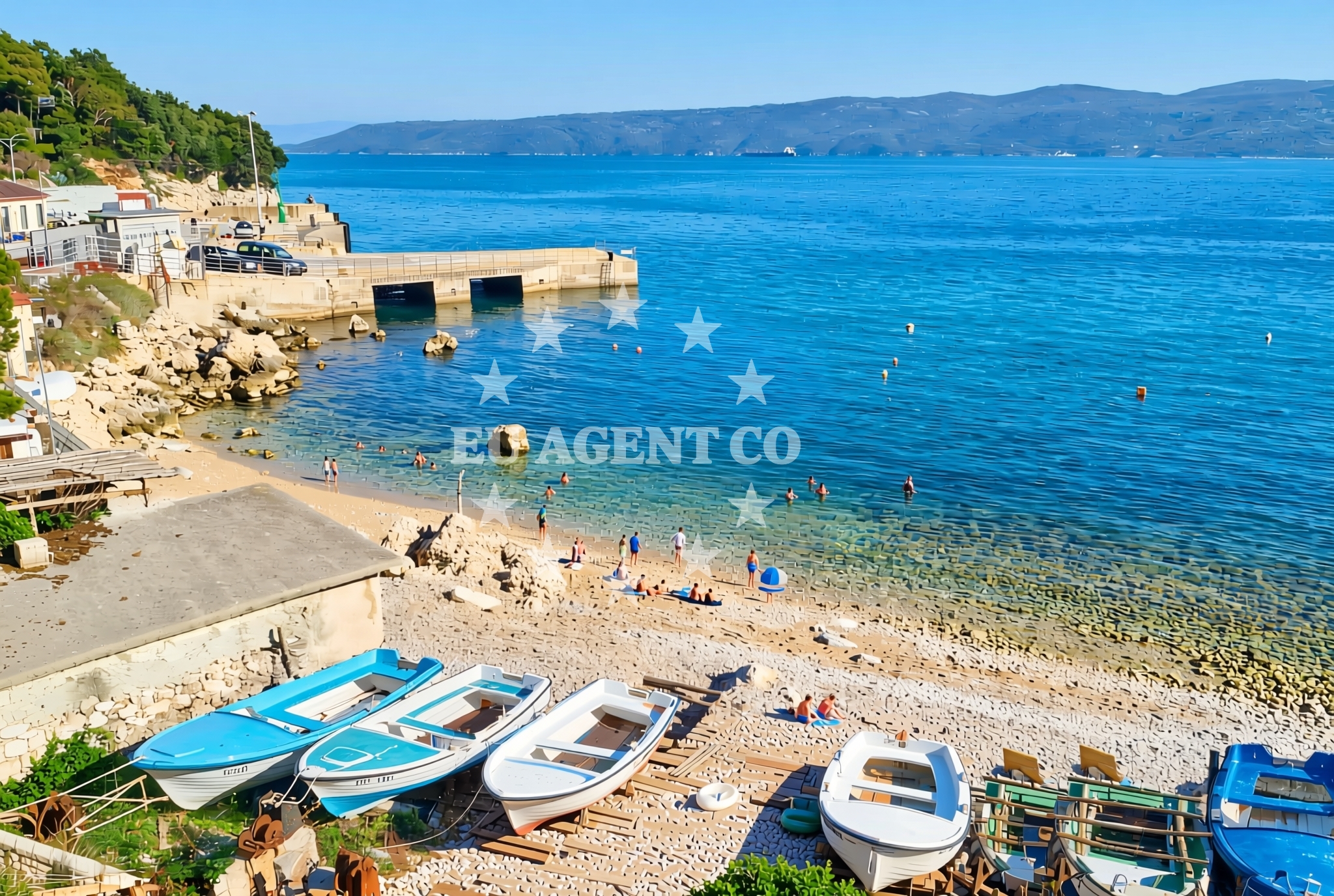 Sea and coastal view of Plomin: beaches and coves in Plomin