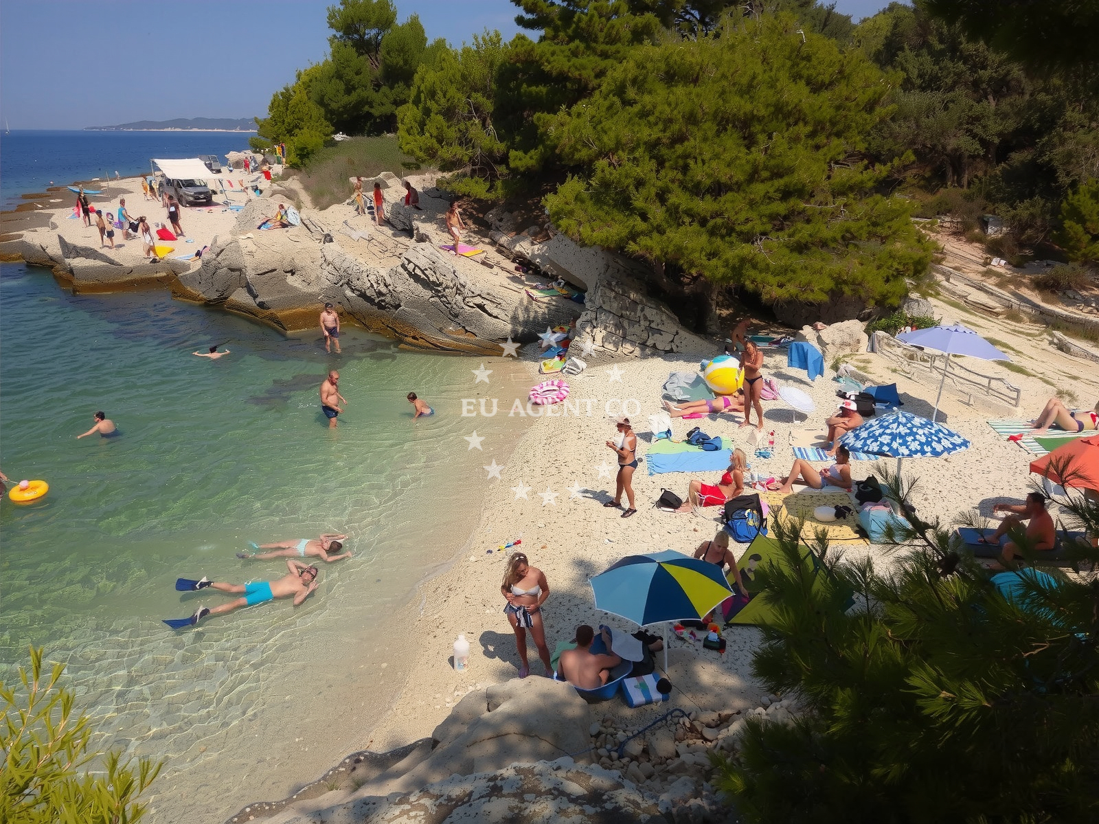 Beach facilities and surroundings at Plovanije beach in 218 Selo 1, Premantura