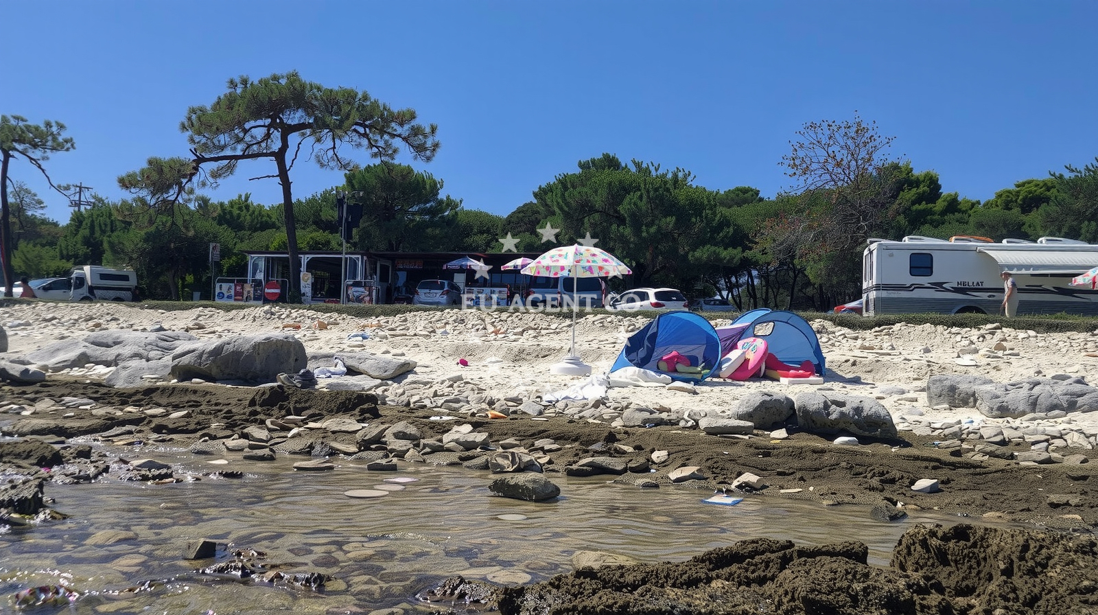 Shoreline and swimming area at Plyazh Medulin in Munte 142 A, Premantura