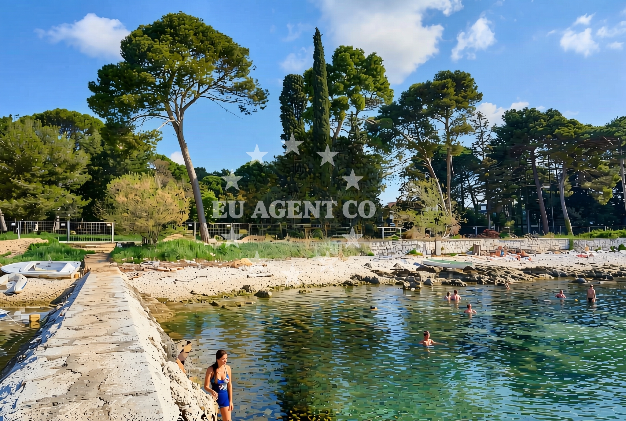 Shoreline and swimming area at Pod bolnicom, Rovinj Beach in Pod bolnicom