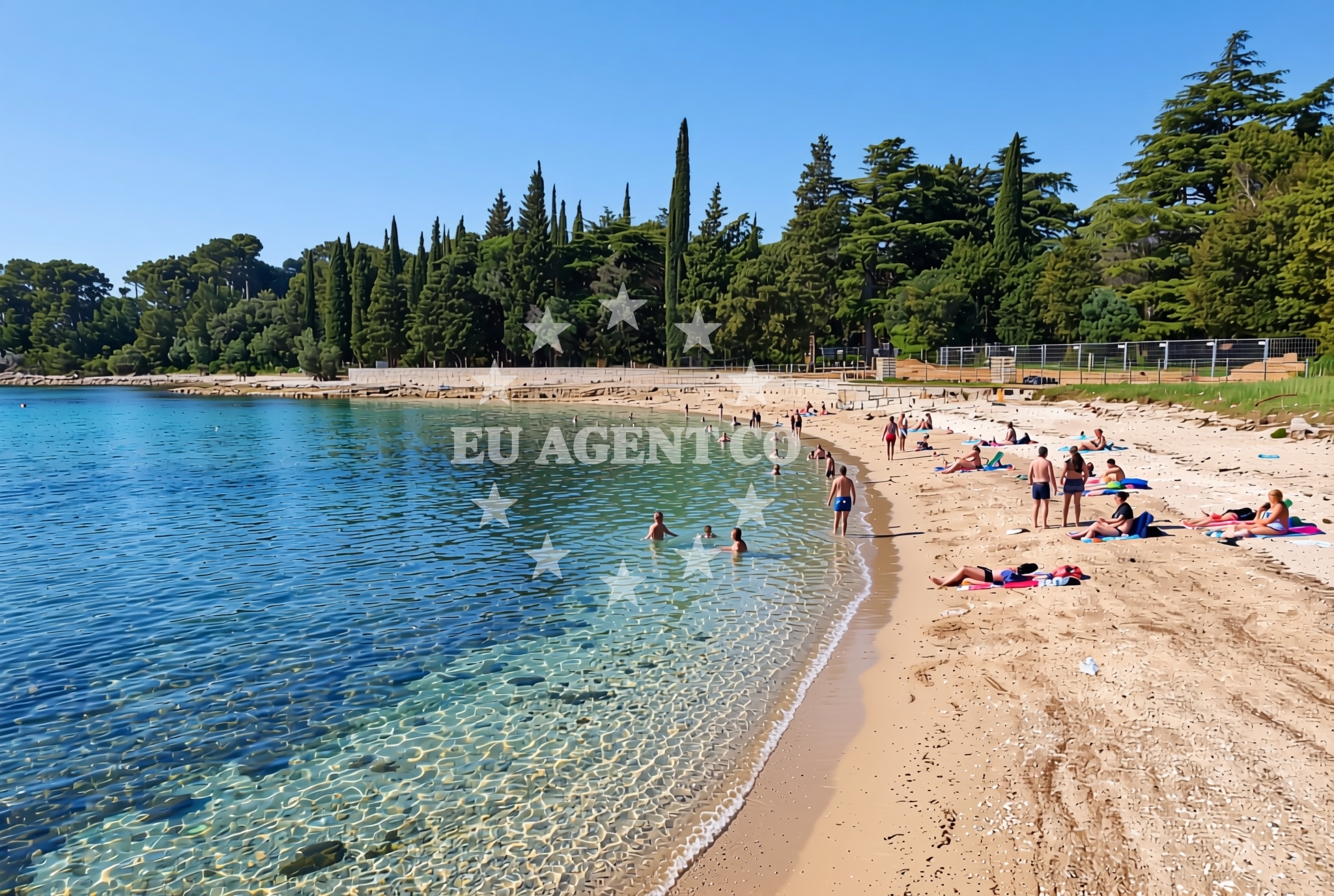 Sea and coastal view of Pod bolnicom, Rovinj Beach in Pod bolnicom